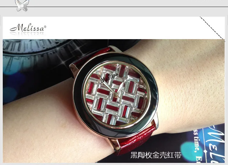 Vintage Luxury Hollow Designer Women Rhinestone Watches Brand MELISSA Japan Quartz Leather Analog Wrist watch Montre femme 3ATM
Vintage Luxury Hollow Designer Women Rhinestone Watches Brand MELISSA Japan Quartz Leather Analog Wrist watch Montre femme 3ATM