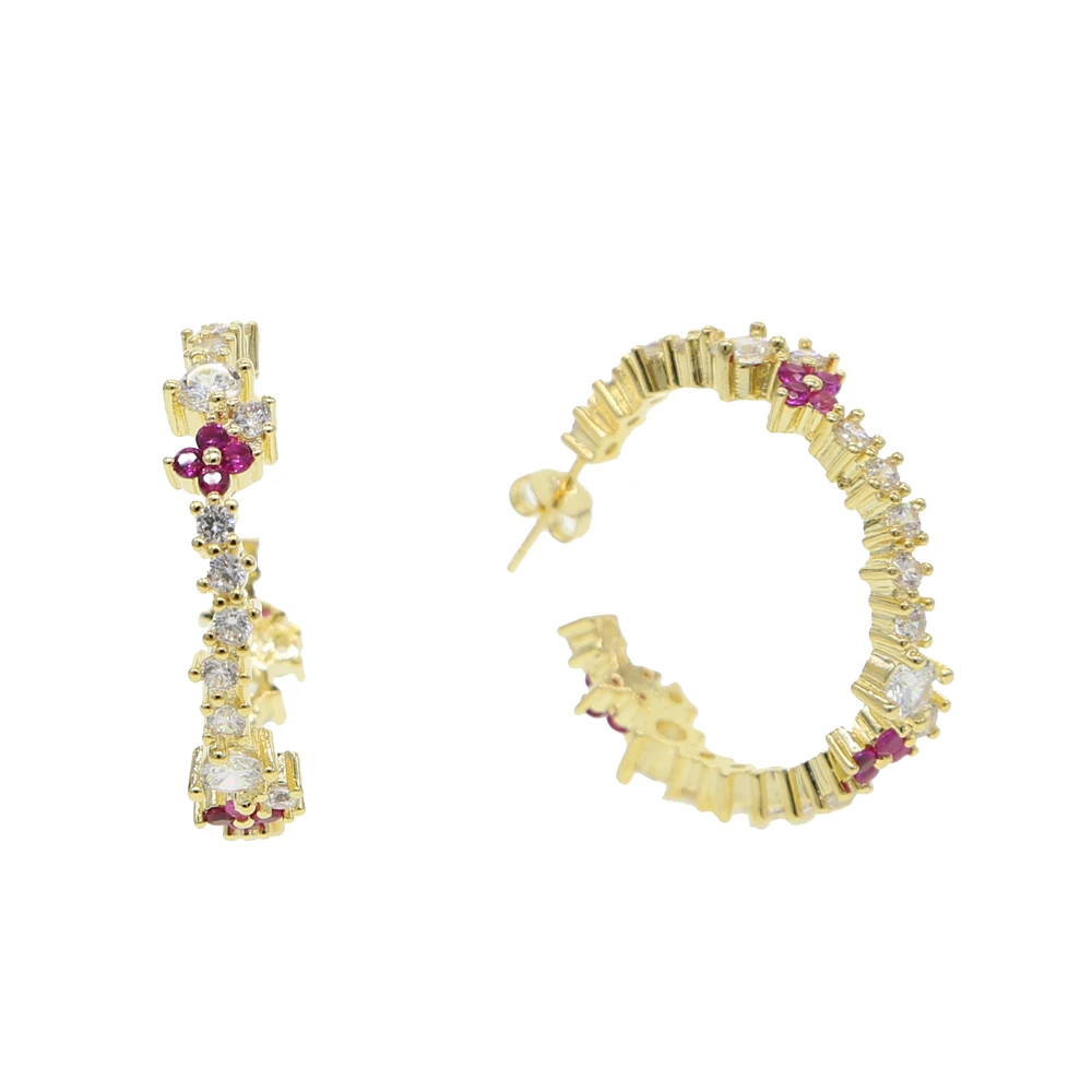 Gold silver color classic sparking cz hoop design cz cluster full stone hoops with flower fashion women chic earring
Gold silver color classic sparking cz hoop design cz cluster full stone hoops with flower fashion women chic earring