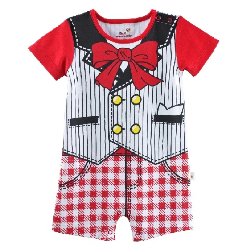 

baby rompers baby one-piece clothes red bow Outfits for baby shortalls COTTON jumpsuits stripe tuxedo