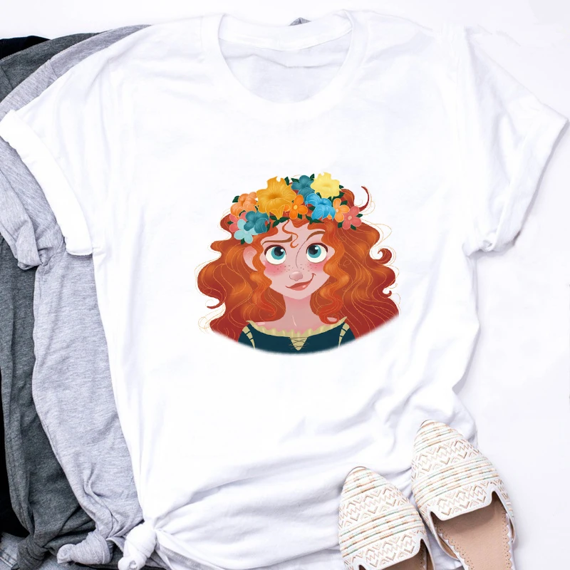 Camiseta Mujer Harajuku футболка женская одежда цветок Мерида Графические футболки