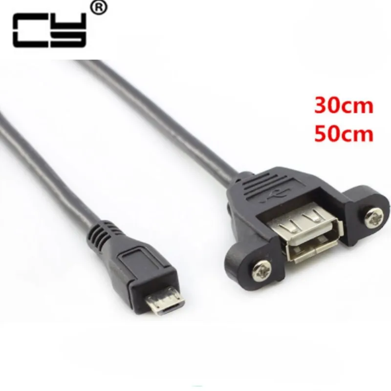 Micro b папа 5 pin к USB 2 0 Женский удлинитель винт крепления панели уха 30 см/50 смшнур с