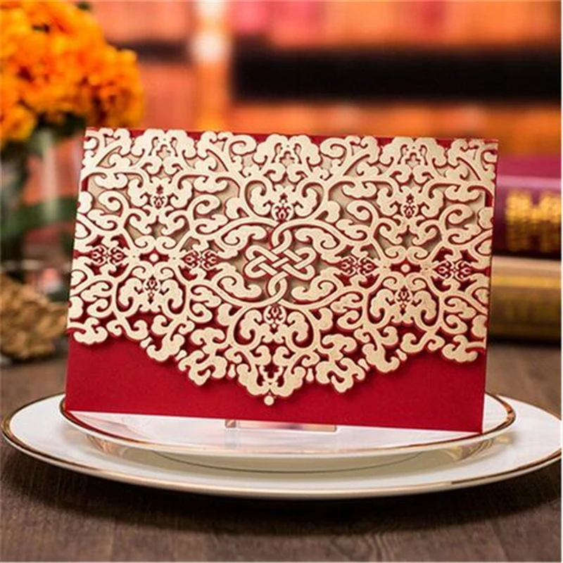 10Pcs Romantic Lace Cut Vintage Wedding Invitations Cards For Wedding Favors Wedding Decoration Red And Gold Wedding Invitation
10Pcs Romantic Lace Cut Vintage Wedding Invitations Cards For Wedding Favors Wedding Decoration Red And Gold Wedding Invitation
