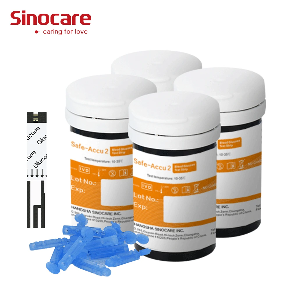 Тест на глюкометр Sinocare тест полоски и Ланцеты для измерения уровня сахара в крови