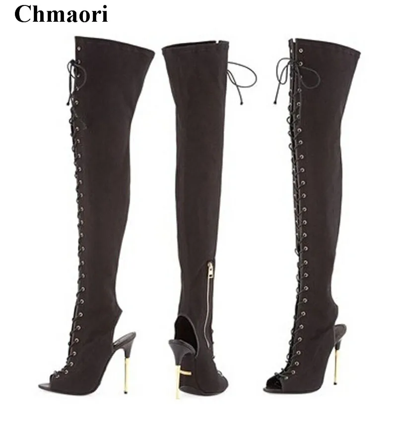 Women New Fashion Open Toe Black Suede Leather Lace-up Stiletto Heel Gladiator Boots Cut-out High Heel Boots Dress Shoes
Women New Fashion Open Toe Black Suede Leather Lace-up Stiletto Heel Gladiator Boots Cut-out High Heel Boots Dress Shoes