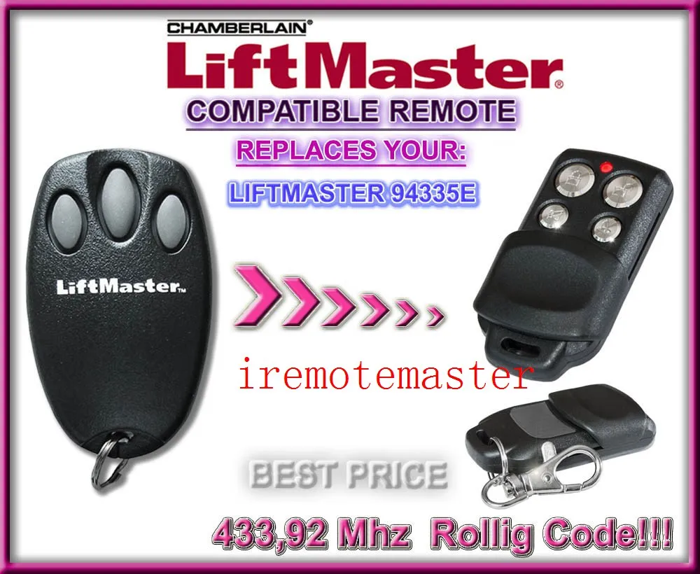 Комплект из 3 предметов для Liftmaster Чемберлен 94335E двери гаража дистанционный пульт