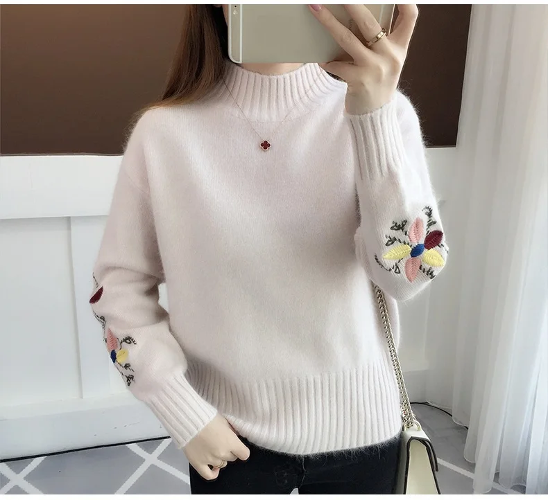 2018 Winter Thick Warm Beautiful Embroidery Turtleneck Sweater Women Long Sleeve Knit Pullover Sweater Female Pull Femme 10 clou
2018 Winter Thick Warm Beautiful Embroidery Turtleneck Sweater Women Long Sleeve Knit Pullover Sweater Female Pull Femme 10 clou