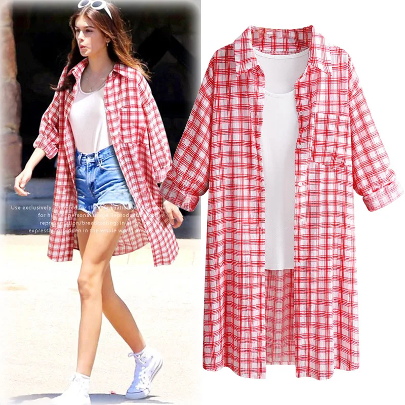 Autumn Long Sleeve Long Plaid Shirt Women Base Ladies Blouses 2020 Plus Size Womens Tops And Blouses Casual Women Tops
Autumn Long Sleeve Long Plaid Shirt Women Base Ladies Blouses 2020 Plus Size Womens Tops And Blouses Casual Women Tops