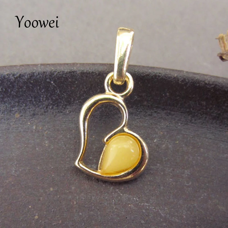 Yoowei Baltic Natural Amber Pendant Gold Color Sterling Silver 925 Tiny Chic Heart Jewelry Amber Hollow Gems Necklace Pendants
Yoowei Baltic Natural Amber Pendant Gold Color Sterling Silver 925 Tiny Chic Heart Jewelry Amber Hollow Gems Necklace Pendants