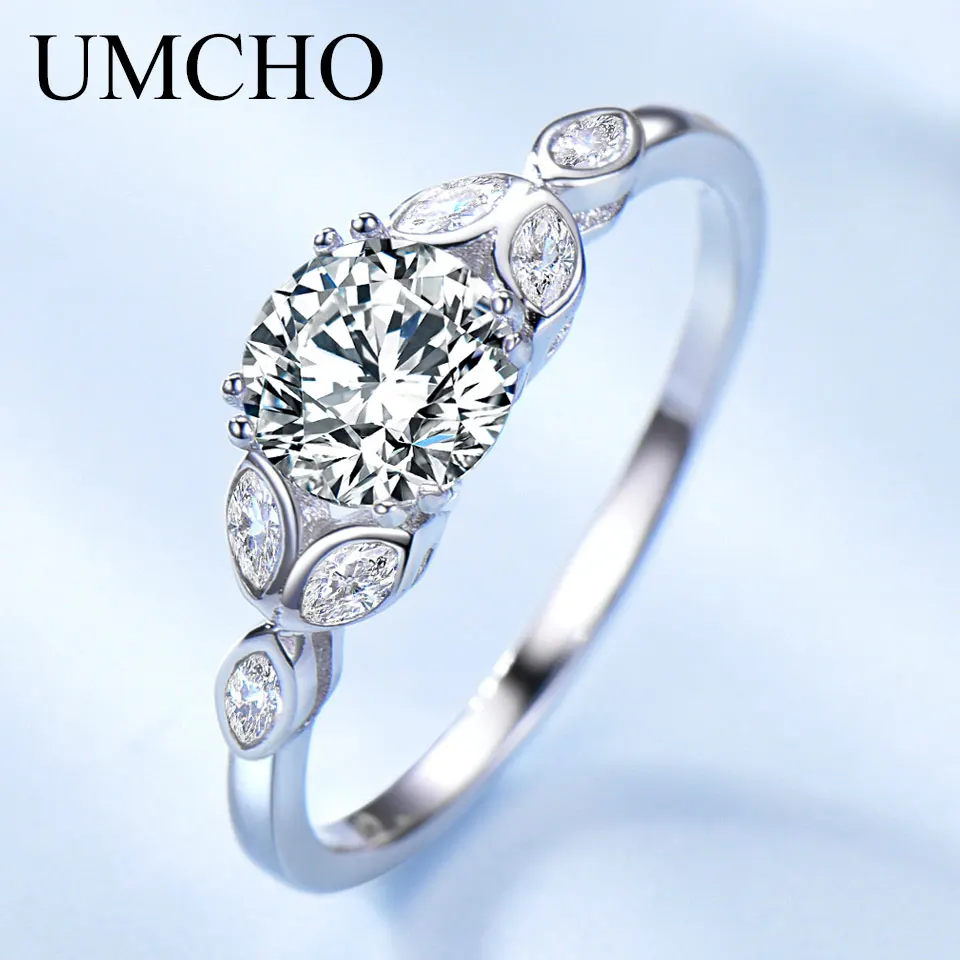 UMCHO Romantic Round Cut Rings Real 925 Sterling Silver Wedding Rings For Female Engagement Gifts Fine Jewelry High Quality
UMCHO Romantic Round Cut Rings Real 925 Sterling Silver Wedding Rings For Female Engagement Gifts Fine Jewelry High Quality