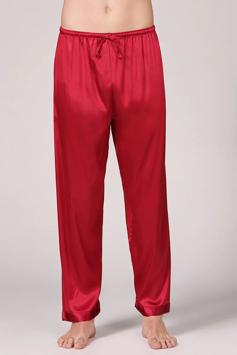 Мужские шелковые атласные пижамы размера плюс брюки для дома и отдыха длинные