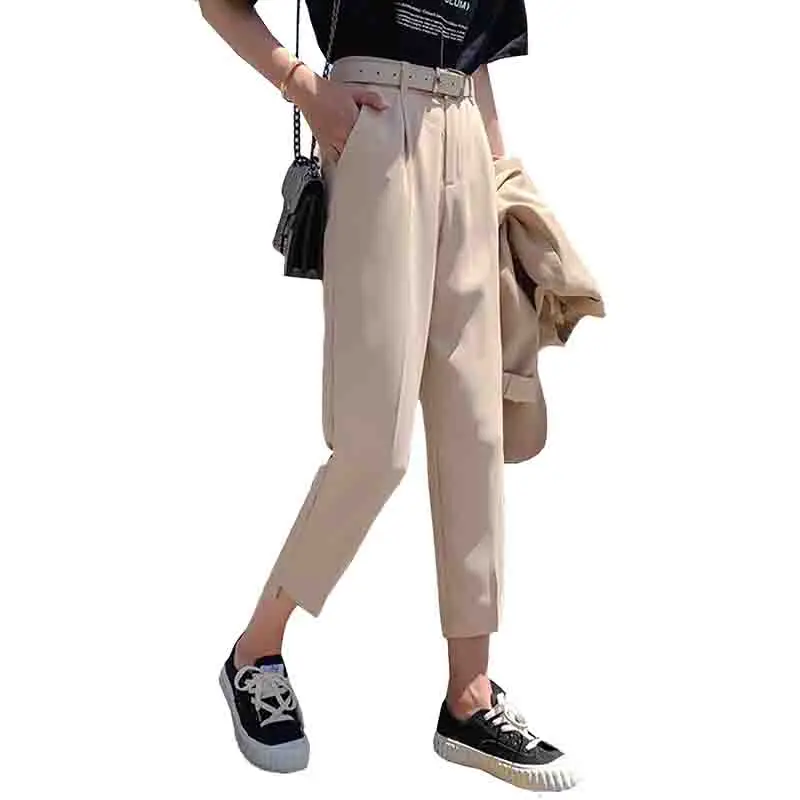 Casual Women's Pants 2019 Spring Summer High Waist Pocket With Belt Harem Pants Harajuku Solid color Office Lady Trousers Femme
Casual Women's Pants 2019 Spring Summer High Waist Pocket With Belt Harem Pants Harajuku Solid color Office Lady Trousers Femme