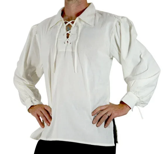 

Adult Men Medieval Renaissance Grooms Pirate Tunic Top Larp Costume Lace Up Shirt Middle Age Viking Cosplay Long Sleeved Shirt