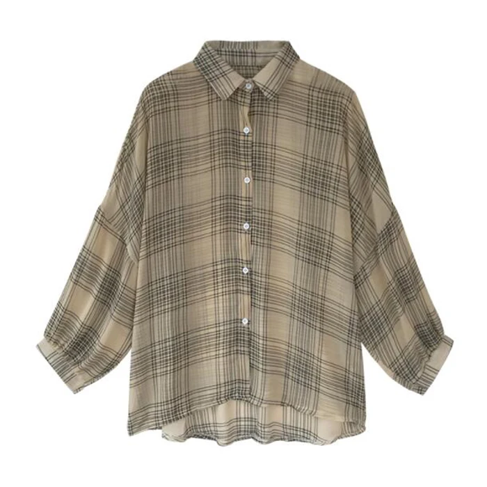 2019 Summer New Women's Large Size 4XL Temperament Plaid Shirt Female Coat Loose Design Sense Wild Shirt Casual Shirt Jacket B27
2019 Summer New Women's Large Size 4XL Temperament Plaid Shirt Female Coat Loose Design Sense Wild Shirt Casual Shirt Jacket B27
