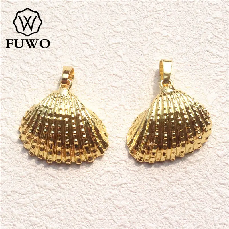 FUWO Small Gold Scallop Shell Pendant 24K Gold Electroplated Resistant Tarnish Seashell Charm Jewelry Supplies Wholesale PD532
FUWO Small Gold Scallop Shell Pendant 24K Gold Electroplated Resistant Tarnish Seashell Charm Jewelry Supplies Wholesale PD532