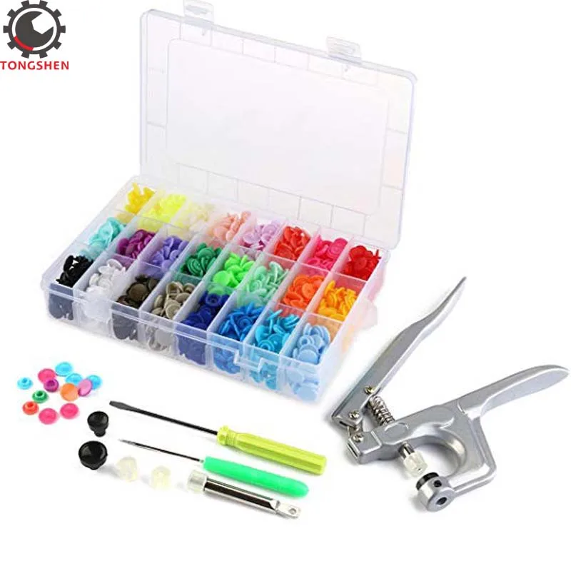 Round Plastic Snaps and Pliers Set 360 Sets T5 Plastic Buttons No-Sew Buttons Fastener Setter Hand Tool for Sewing and Crafting
Round Plastic Snaps and Pliers Set 360 Sets T5 Plastic Buttons No-Sew Buttons Fastener Setter Hand Tool for Sewing and Crafting