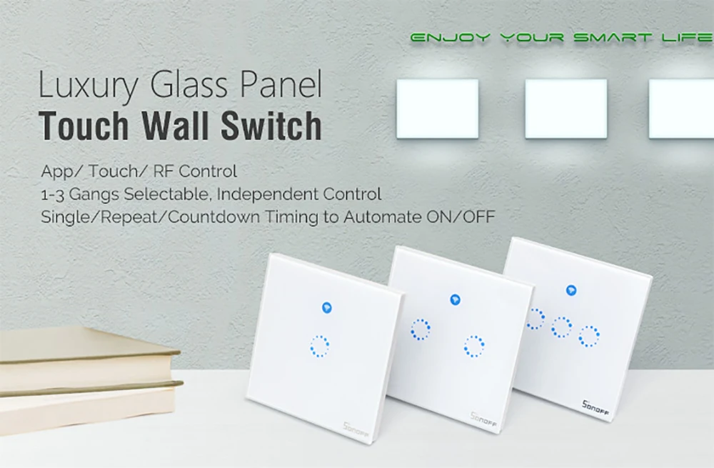 Sonoff T1 умный Wi-Fi RF/APP/сенсорный настенный выключатель света 1/2/3 Gang 86 Тип британская