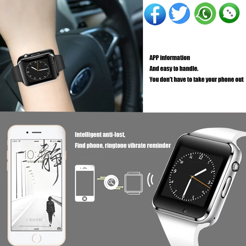 Умные часы для мужчин и женщин с поддержкой SIM карты TF Bluetooth шагомер