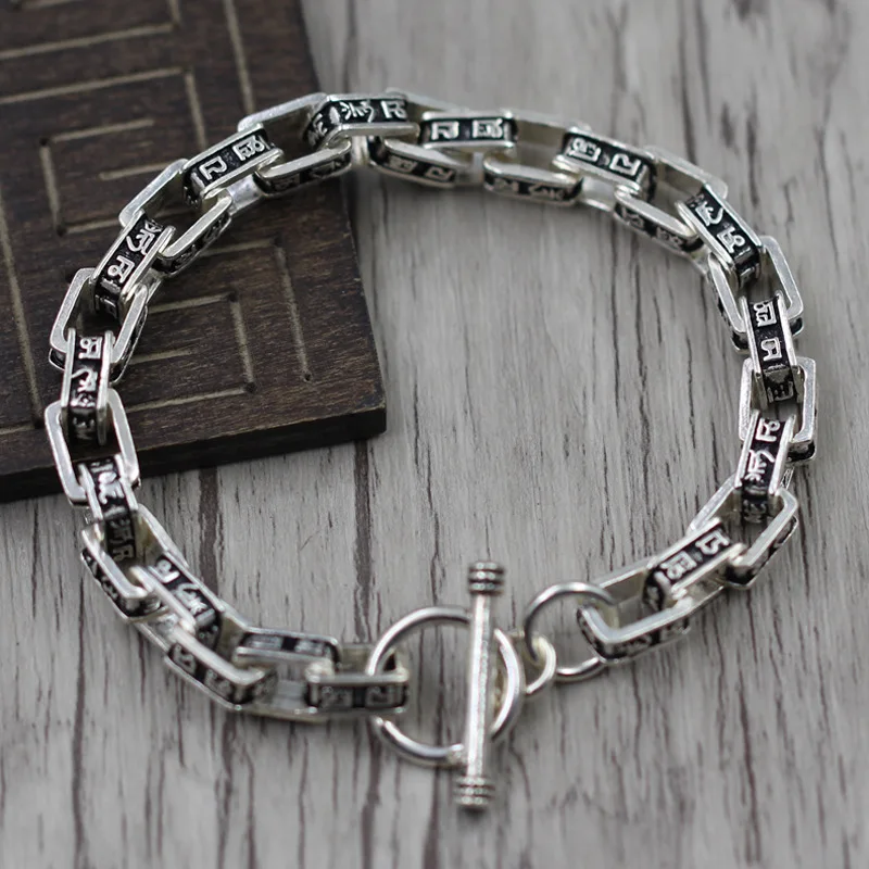 Blacelet Free shipping pure silver handmade Thailand 925 sterling silver jewelry Buddhist scriptures Vintage jewelry
Blacelet Free shipping pure silver handmade Thailand 925 sterling silver jewelry Buddhist scriptures Vintage jewelry