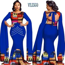 2018 Африканский принт платья с жемчугом для женщин в стиле