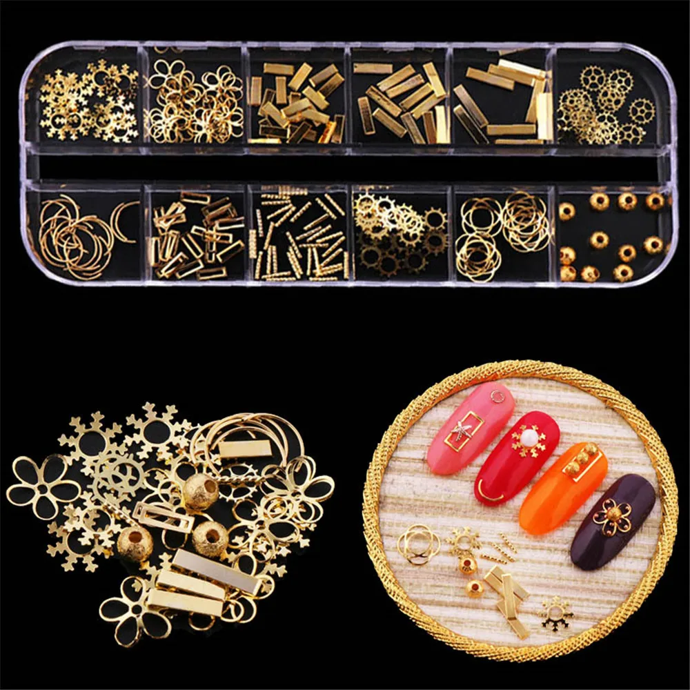 1 Box Gold 3D Nail Decorations Rivets Metal Multi Studs Rhinestone Snowflake Flower DIY Manicure Nail Art Decoration
1 Box Gold 3D Nail Decorations Rivets Metal Multi Studs Rhinestone Snowflake Flower DIY Manicure Nail Art Decoration