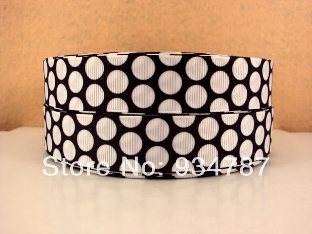Dots ribbon Free shipping 50 yards printed grosgrain ribbon hair bows accessory 1260K-022