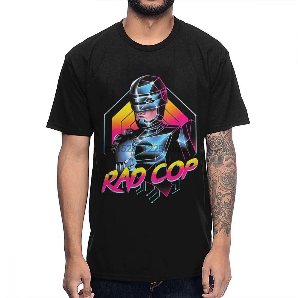 Футболка в стиле хип хоп с дизайном из фильма RoboCop Rad Cop модная разноцветная