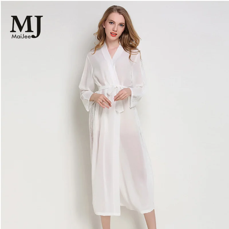 X016 MaiJee Pijamas De Seda Das Mulheres Elegante Camisolas Sensuais Bata Novia Albornoz Mujer Badjas Dames Modis банный