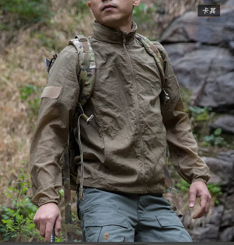 Thin and light tactical jacket men's summer breathable outdoor hooded raincoat portable waterproof windbreaker military uniform
Thin and light tactical jacket men's summer breathable outdoor hooded raincoat portable waterproof windbreaker military uniform