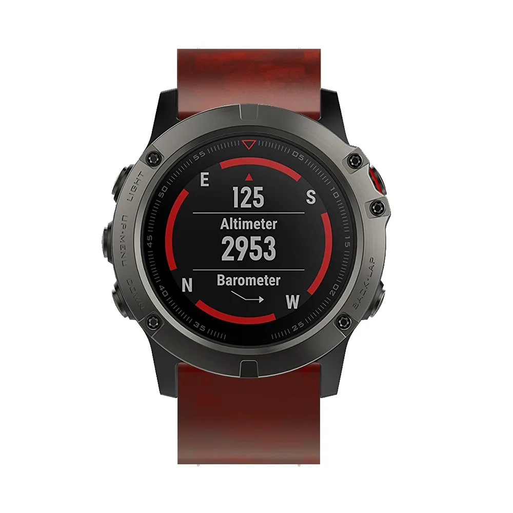 Ремешок кожаный для Garmin Fenix 5X/5X Plus быстросъемный браслет наручных часов