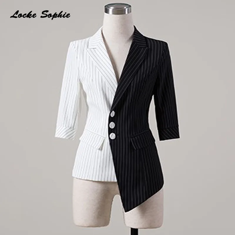 1pcs Women's Blazers coats 2021 Spring cotton Splicing irregular stripe Small Suits jackets ladies Skinny Blazers Suits coats
1pcs Women's Blazers coats 2021 Spring cotton Splicing irregular stripe Small Suits jackets ladies Skinny Blazers Suits coats