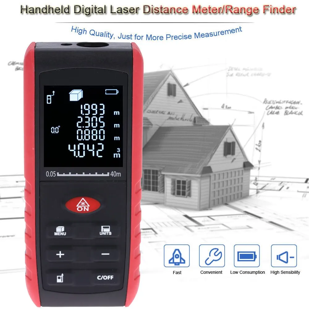 construction tools Handheld Digital tape measure laser rangefinder Laser Distance Meter Range Finder Area Volume Measurement
construction tools Handheld Digital tape measure laser rangefinder Laser Distance Meter Range Finder Area Volume Measurement
