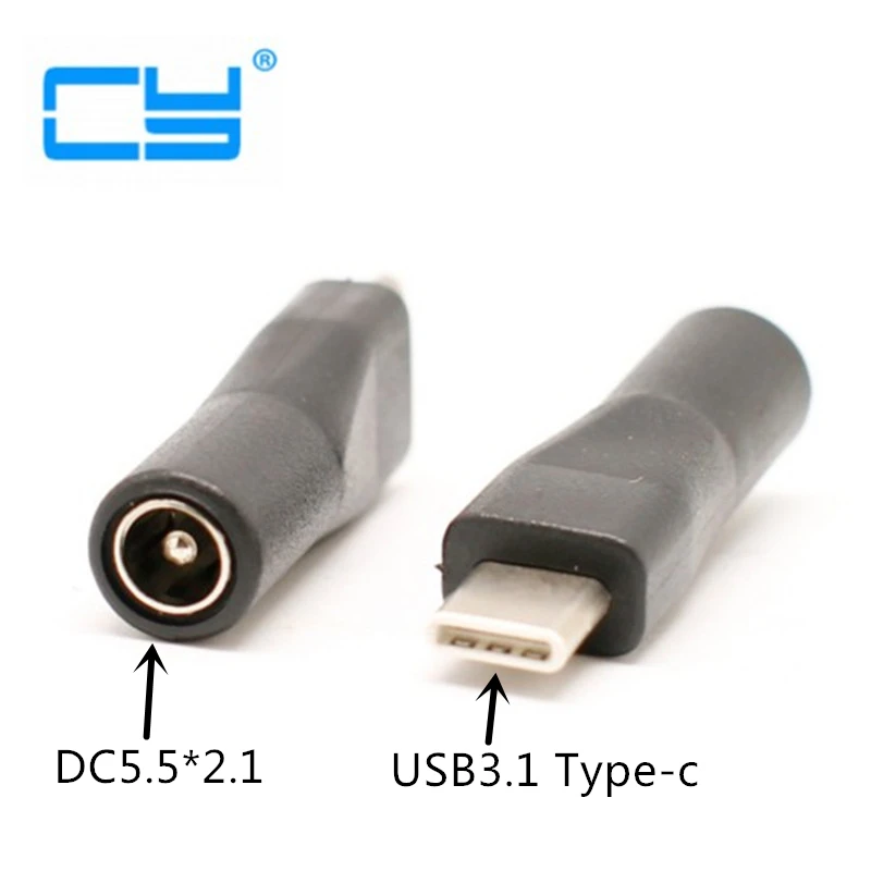 

USB 3.1 Tipo C USB-C para DC 5.5 2.1mm Poder jack conector do adaptador de extensao de carga adaptador para novo & celular tele