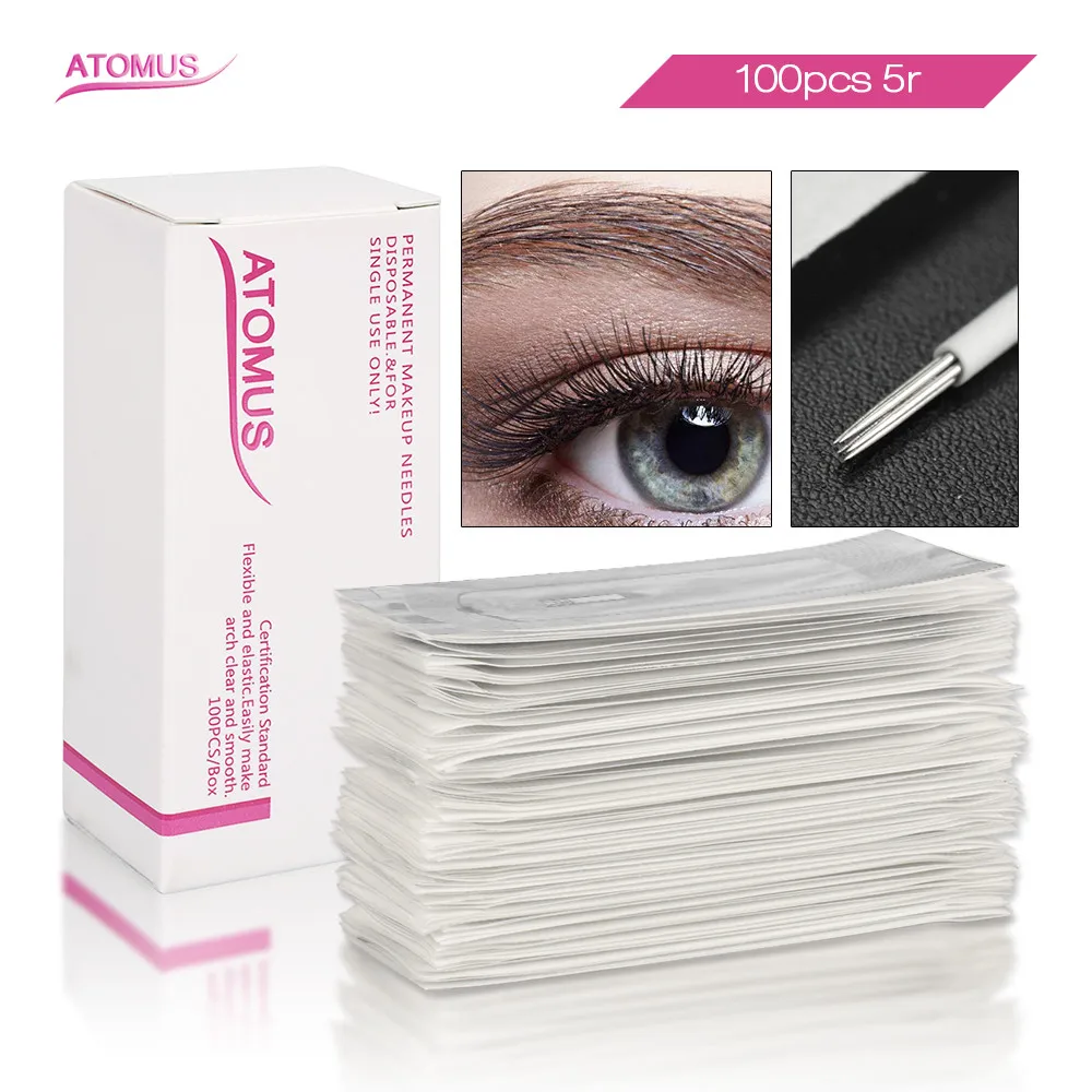 

100pcs 5R Micro Needling Agujas Microblading Permanent Makeup Needle Tebore Eyebrow Embroidery Tebore Lamina Shading Needles