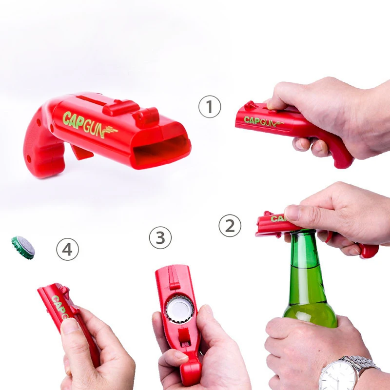 Bottle Opener Firing Cap Gun Creative Flying Cap Launcher Bottle Beer Opener Creative Family Bar Party Game Kitchen Tools HB
Bottle Opener Firing Cap Gun Creative Flying Cap Launcher Bottle Beer Opener Creative Family Bar Party Game Kitchen Tools HB