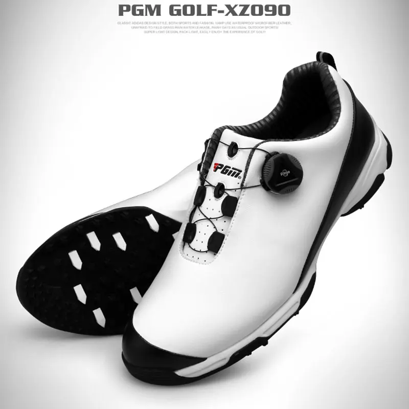 PGM/Мужская обувь для гольфа непромокаемая кожаная тренировок вращающаяся