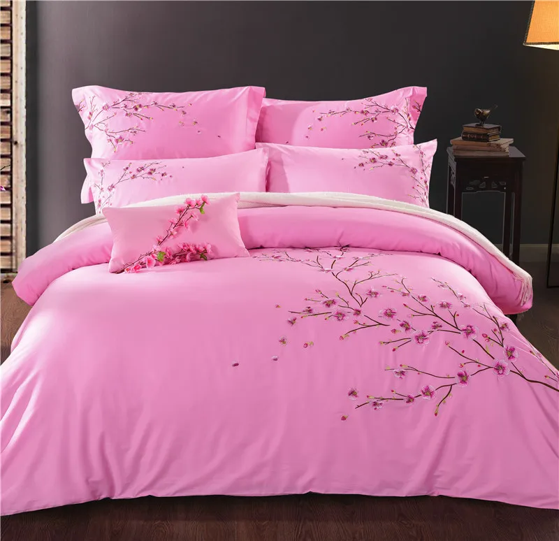 Flowers Embroidered Bedding Set King Queen size Bed set Quilt Cover Duvet Cover Bed sheet set Pillowcases Purple Pink Color 36
Flowers Embroidered Bedding Set King Queen size Bed set Quilt Cover Duvet Cover Bed sheet set Pillowcases Purple Pink Color 36