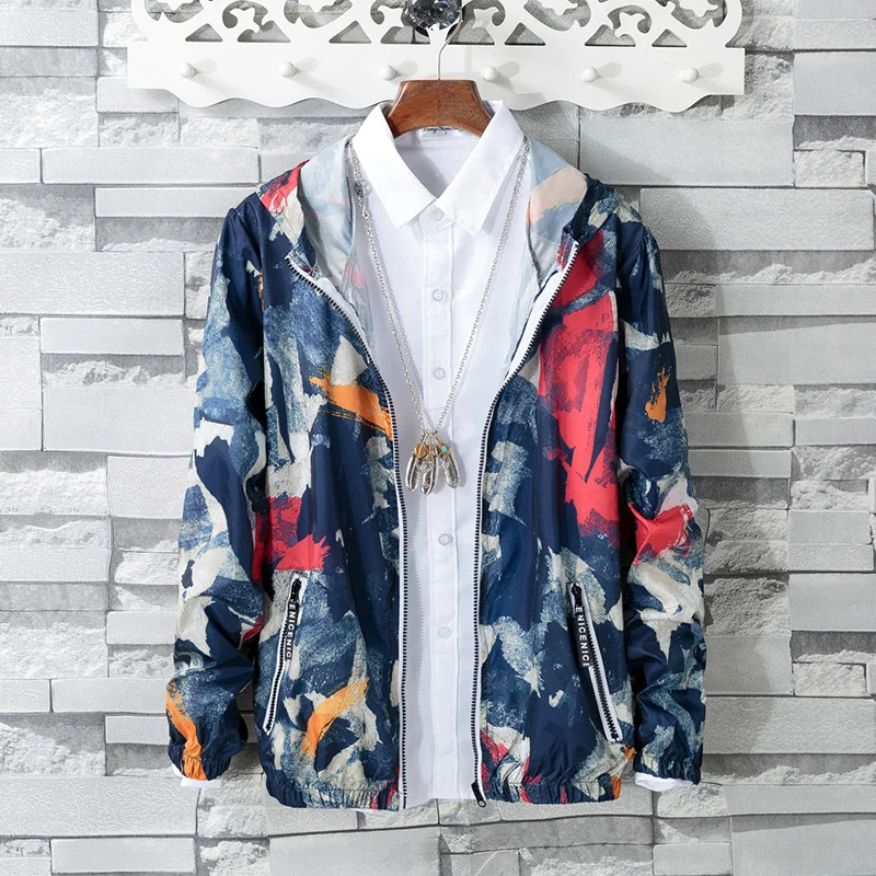 Summer Thin Sunscreen Jacket Men's Fashion Pattern Print Hooded Jacket Men's Casual Fashion New Large Size Sunscreen Clothing
Summer Thin Sunscreen Jacket Men's Fashion Pattern Print Hooded Jacket Men's Casual Fashion New Large Size Sunscreen Clothing