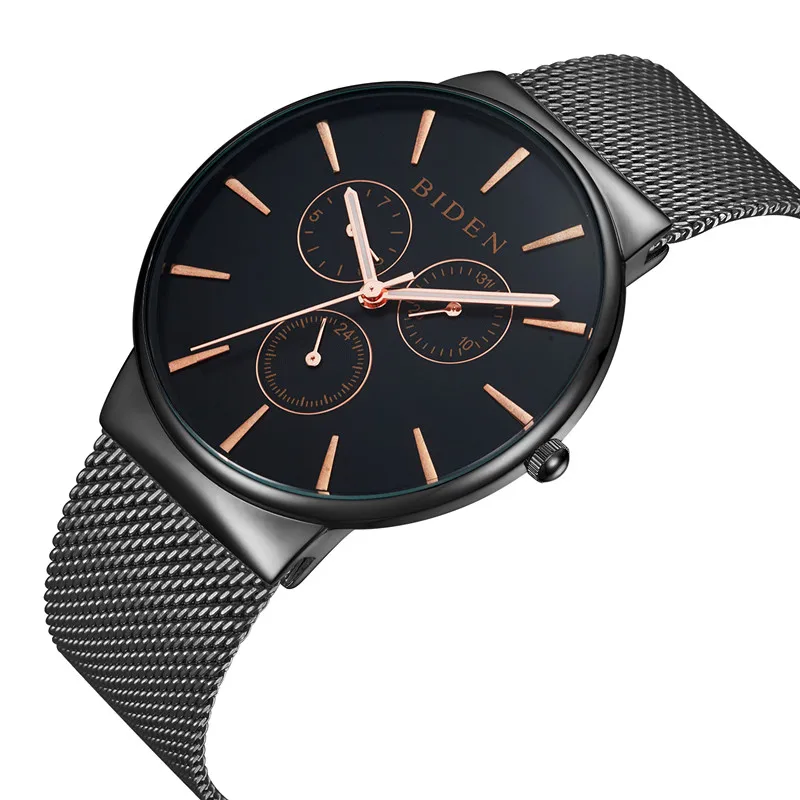 Top De Luxe Brand BIDEN Men's Stainless Steel Watches Mesh Band Quartz Watch Fashion Simple Stylish Slim Men's Dial Clock Watch
Top De Luxe Brand BIDEN Men's Stainless Steel Watches Mesh Band Quartz Watch Fashion Simple Stylish Slim Men's Dial Clock Watch