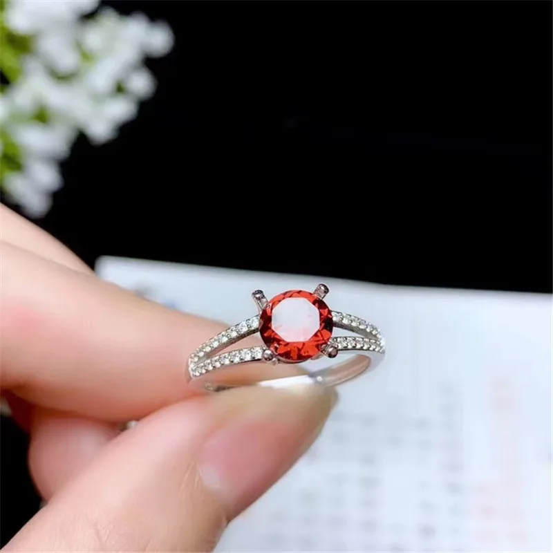 

Top Natural Garnet Ring Jewelry For Women Men Healing Gift Crystal 7x7mm Beads Silver Stone Reiki Gemstone Adjustable Ring AAAAA