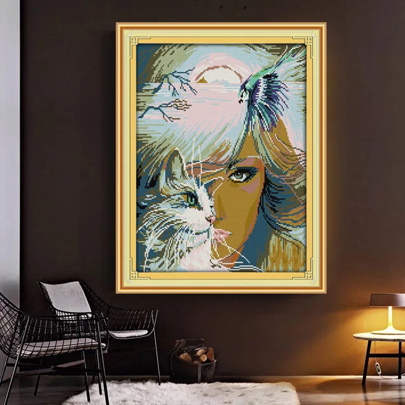Girl and cat Oil painting style Cross Stitch Kit Home Decorative 11CT14CT DMC Chinese Embroidery Needlework Easy DIY set Gifts
Girl and cat Oil painting style Cross Stitch Kit Home Decorative 11CT14CT DMC Chinese Embroidery Needlework Easy DIY set Gifts