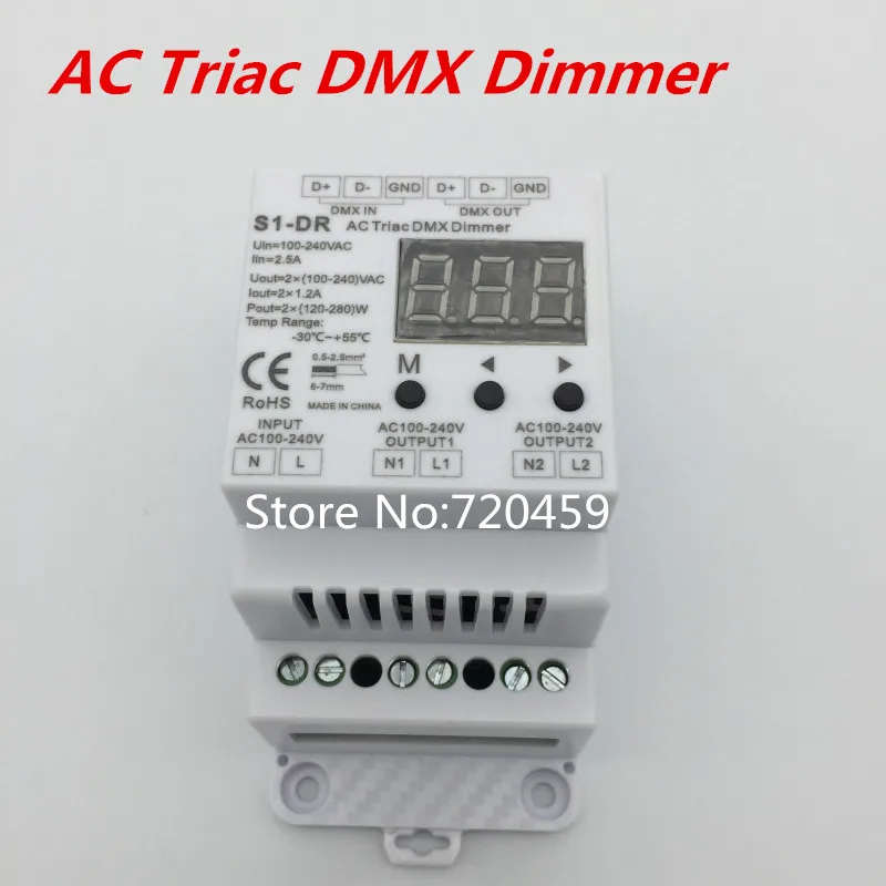 AC симистор DMX диммер AC100-240V 288 Вт 2 канала DMX512 декодер DMX контроллер DIN-рейка Лампа симистор диммер S1-DR
AC симистор DMX диммер AC100-240V 288 Вт 2 канала DMX512 декодер DMX контроллер DIN-рейка Лампа симистор диммер S1-DR