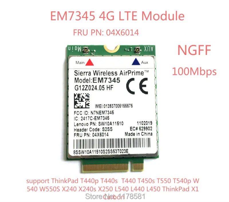 EM7345 4G карта для T440 T540P W540 L440 X240 X1 Carbon модуль NGFF M.2 WWAN 04X6014 LTE/HSPA + 42 Мбит/с|ngff m.2|thinkpad