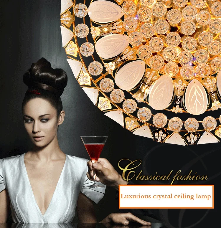 European style luxury crystal Ceiling lamp LED hall round the living room bedroom Restaurant hotel ceiling lights 110-240V
European style luxury crystal Ceiling lamp LED hall round the living room bedroom Restaurant hotel ceiling lights 110-240V