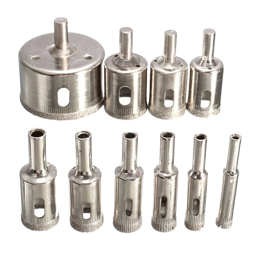 10pcs Diamond Glass Drill Bit Set Tile Marble Glass Ceramic Hole Saw Drilling Bits Hole opener For Power Tools 6mm-30mm durable
10pcs Diamond Glass Drill Bit Set Tile Marble Glass Ceramic Hole Saw Drilling Bits Hole opener For Power Tools 6mm-30mm durable