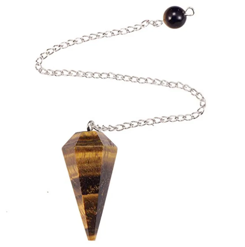 FYJS Unique Silver Plated Metal Chain Pendulum Hexagon Pyramid Pendant Tiger Eye Stone Jewelry
FYJS Unique Silver Plated Metal Chain Pendulum Hexagon Pyramid Pendant Tiger Eye Stone Jewelry