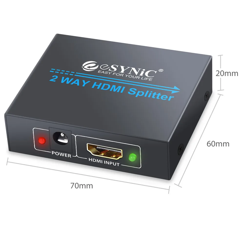 Переключатель eSYNiC 1x2 HDMI двусторонний сплиттер порт автоматический коммутатор с