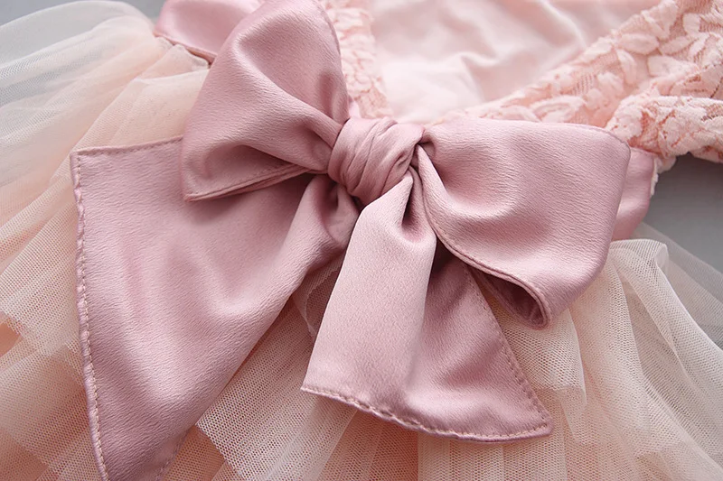 Детское платье принцессы кружевное платье-пачка с бантом розовое и белое
