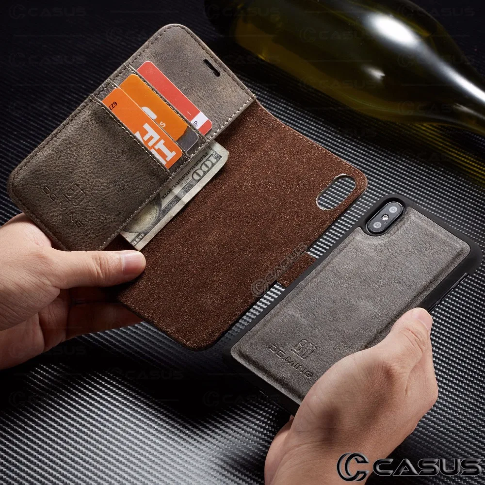 Чехол для iPhone XS MAX XR X съемный бумажник из искусственной кожи с магнитной