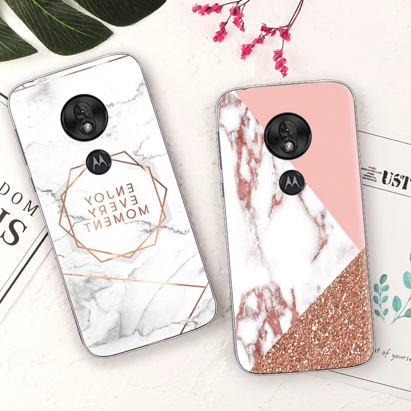 Мягкий ТПУ силиконовый чехол для Motorola Moto G7 Play мраморный роскошный модный