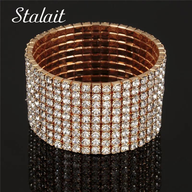 Shiny Multi Layer Full Rhinestones Bangle Gold/Silver Color Bangle Bridal Wedding Jewelry
Shiny Multi Layer Full Rhinestones Bangle Gold/Silver Color Bangle Bridal Wedding Jewelry